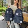Schoolbag Korean Ins Versatile Plaid Backpack Female Large Capacity Cartoon Star Polka Dot Student Schoolbag Female Casual Back