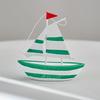 Sailboat Model Solid Wood Hand-Painted Small Sailing Ship Model Living Room Study Room Children Room Ocean Style Display Mold