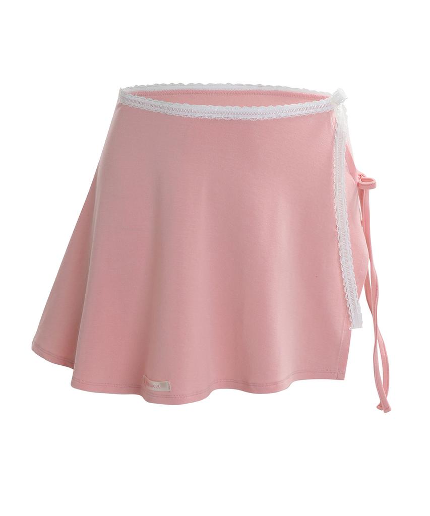 Sweat Sweet Wrap Hip Cover Skirt - Pink/Black