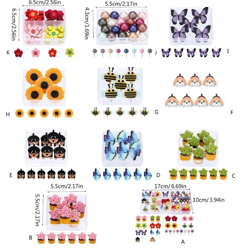Butterfly Tacks Flower Push Pins Practical Map Push Pins Dog Poster Pins Decorative Push Pins School Office Supplies
