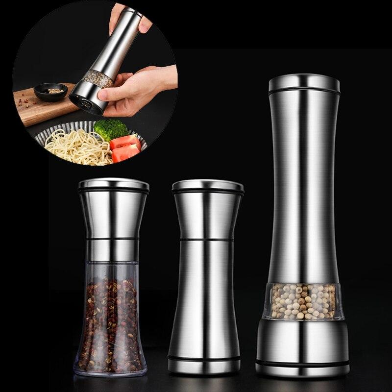 Salz- und Pfeffermühlen aus Edelstahl, Gewürzgläser, Behälter, Flaschen, Pfeffer, Salzstreuer für Küchen- und Kochutensilien und Gadgets