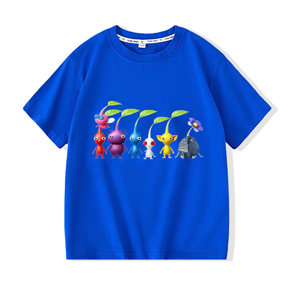 100% Cotton Game Pikmin Children's T-Shirt Funny Casual Kids Top Cartoon Graphic Printing Tees O-Neck Short Sleeve Summer Wear