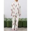 Women Christmas Pajama Set Cute Nutcracker Print Long Sleeve Button Down Shirt Pants Satin Silk  2 Piece Jammies