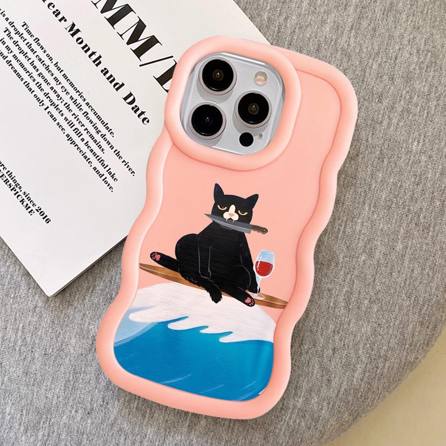 Case for iPhone 15 Plus 8 17 Air XR 12 16 Pro Max 14 13 11 Soft Phone Cover Cartoon Cat