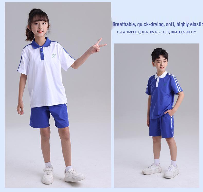Shenzhen School Uniform Summer Sports Set: Combed Cotton Short Sleeve & Long Pants for Boys & Girls