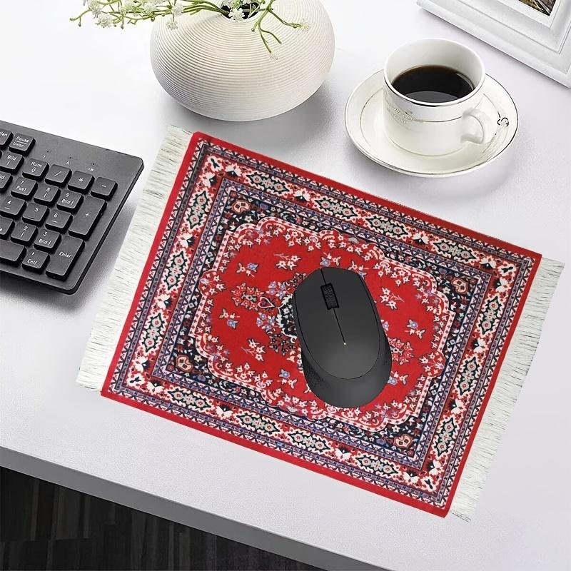Persian Mini Woven Rug Mat Mouse Pad Vintage Style Rug Pattern Cup Laptop Mouse Pad with Edge Home Desk Decorative Coaster