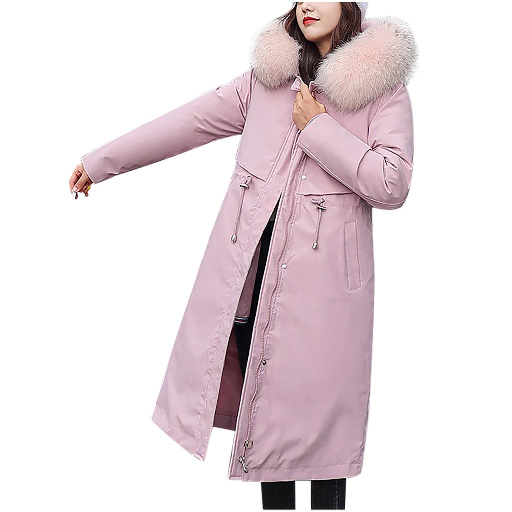 Women's Winter Long Thickening And Velvet Keeping Warm Casual Coat With Hat