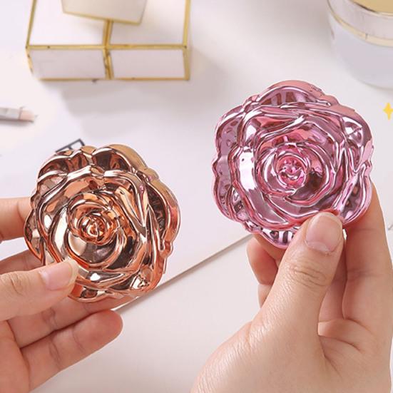 Yousheng 3D Rose Double-sided Mirror Portable Travel Mini Foldable Makeup Mirror Women Girls Vintage Pocket-sized Handheld Vanity Mirror