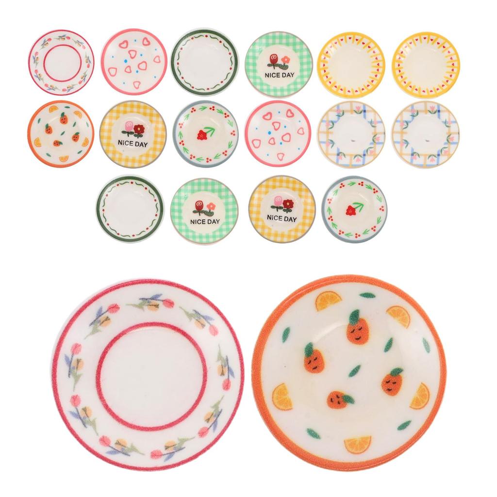 FRCOLOR Miniature Dishware and Plate Set for Pretend Play Kitchen 18-Piece