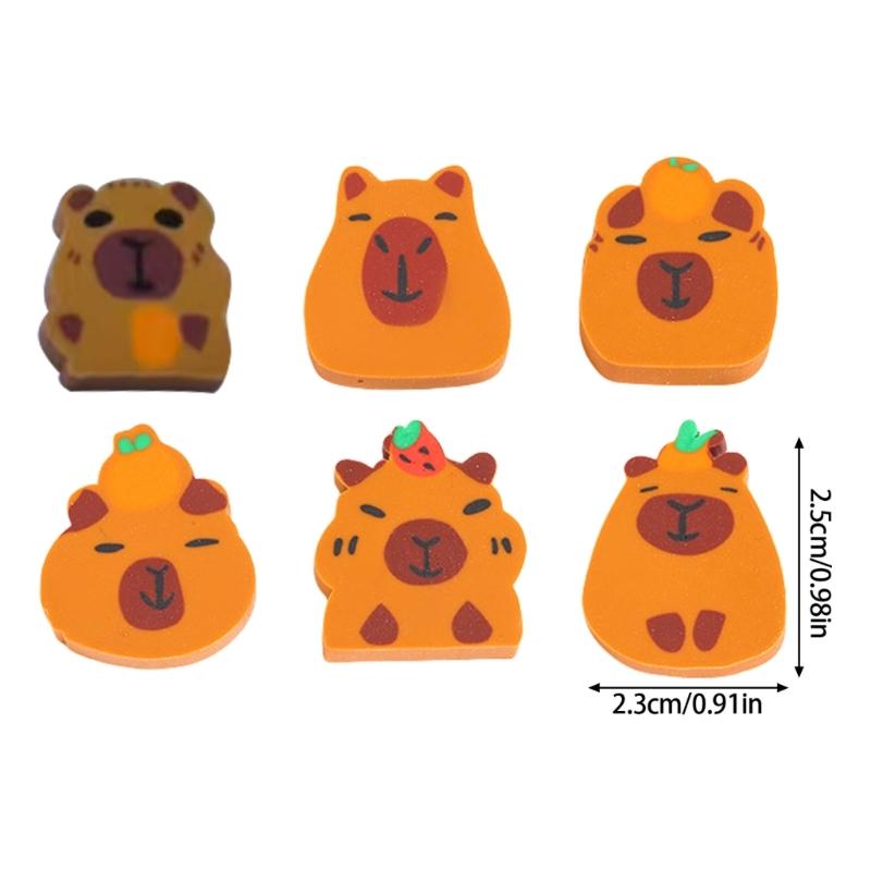 10 Pcs Lovely Animal Pencil Erasers Capybara Erasers Practical Erasers Soft Erasers Reward Gift Back to School Supplies