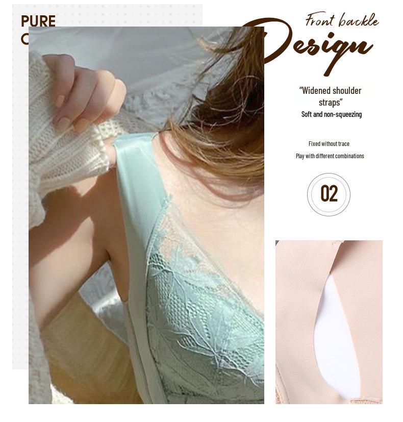 Women's Front Buckle Lace Vest Bra: Slim Fit, Anti-Sag, Beautiful Back Design