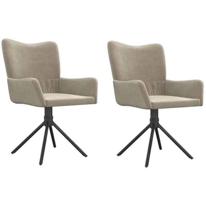 344809 vidaXL Chaises pivotantes de salle à manger 2 pcs Gris clair Velours