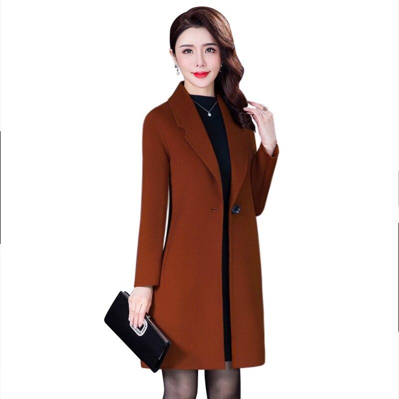 Autumn Winter Korean Woolen Coats Office Lady Overcoat Cashmere Woman Clothes