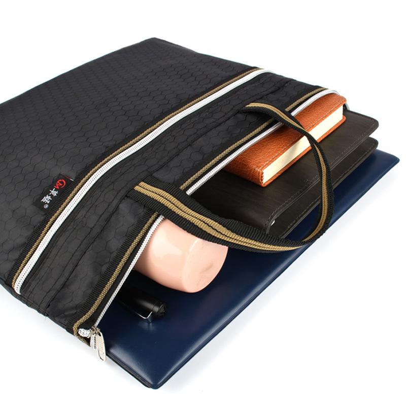 Waterproof Canvas Business Portfolio with Logo - Large Capacity Zipper Document Bag