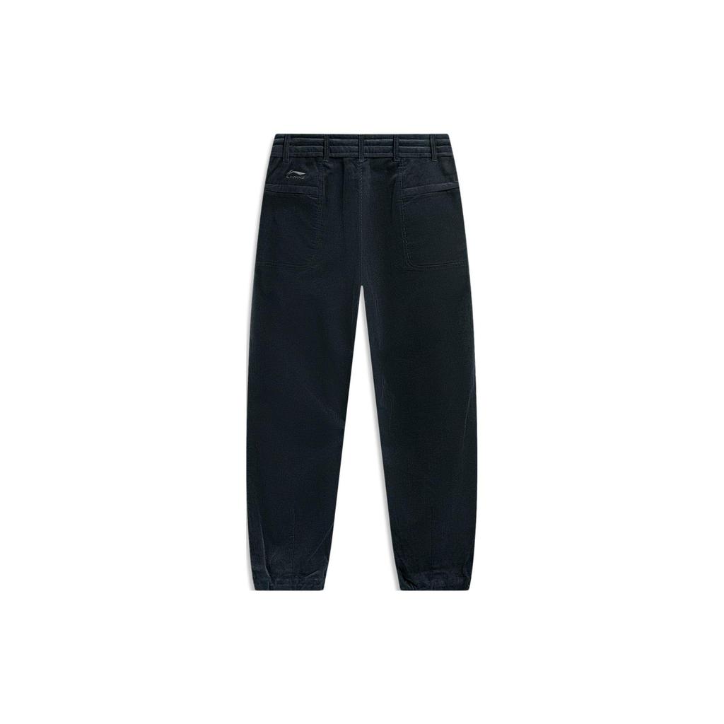 Li Ning Daily Prosperity Series Solid Color Mid Waist Tapered Knit Sports Pants Men Bottoms Black AKXU009-2