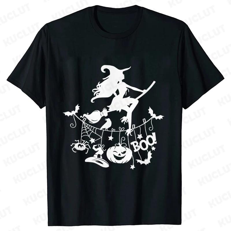 Witch Tee Tops TShirt Women Funny Halloween Print TShirt Spooky Vibes Casual Ladies Tshirt Summer Tshirt Female Tees Camisetas
