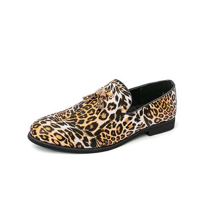 Mocassini di Alta Qualità Stile Yuppie Britannico da Strada per Uomo Classici con Stampa Leopardo Slip-On Scarpe a Punta in Pelle Festa di Banchetto