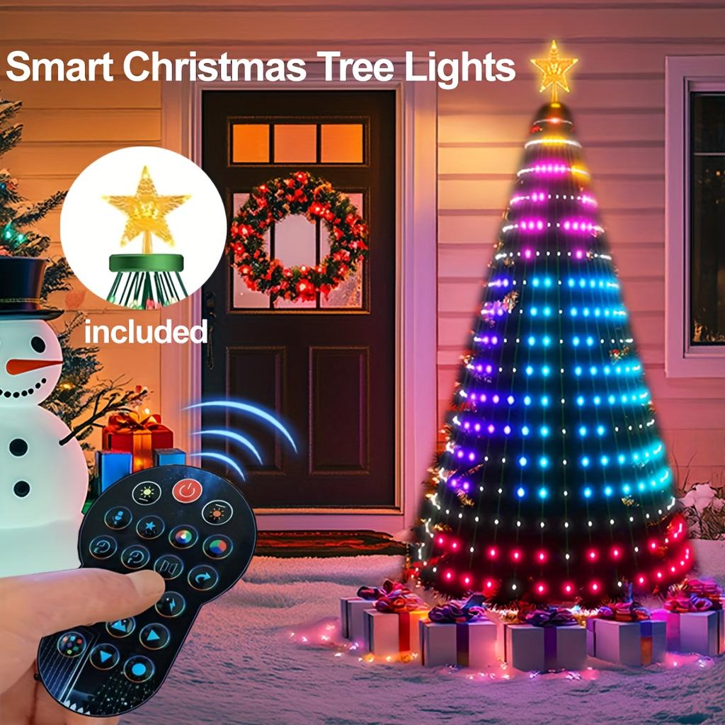 Smart WiFi APP Christmas Tree Light 400 LED Music Sync DIY Pattern App Remote Waterproof for Indoor Outdoor Christmas Decoration