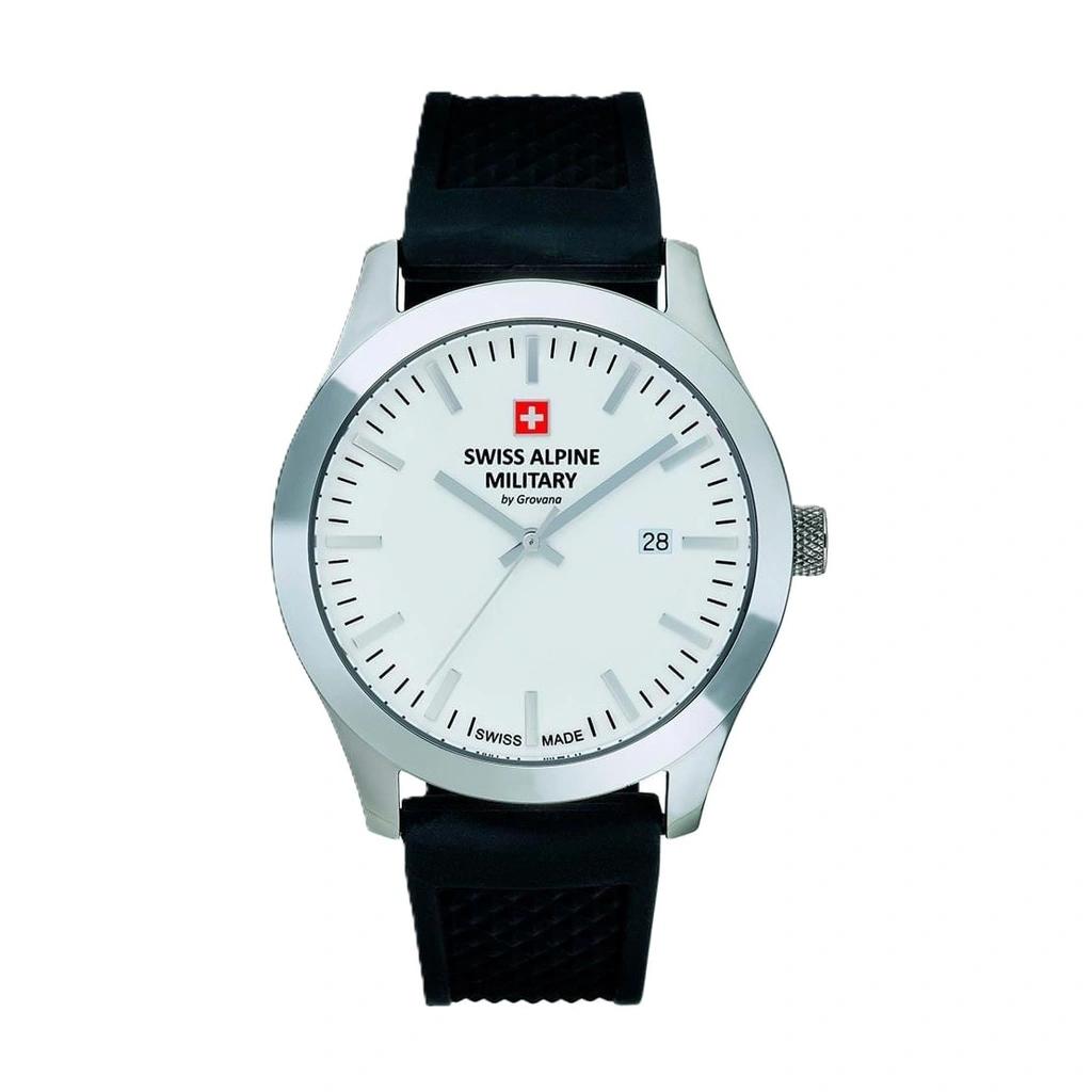 

Swiss Alpine Military Combat Basic Каучуковый ремешок Белый циферблат Кварцевые 7055.1833 100М Мужские часы белый