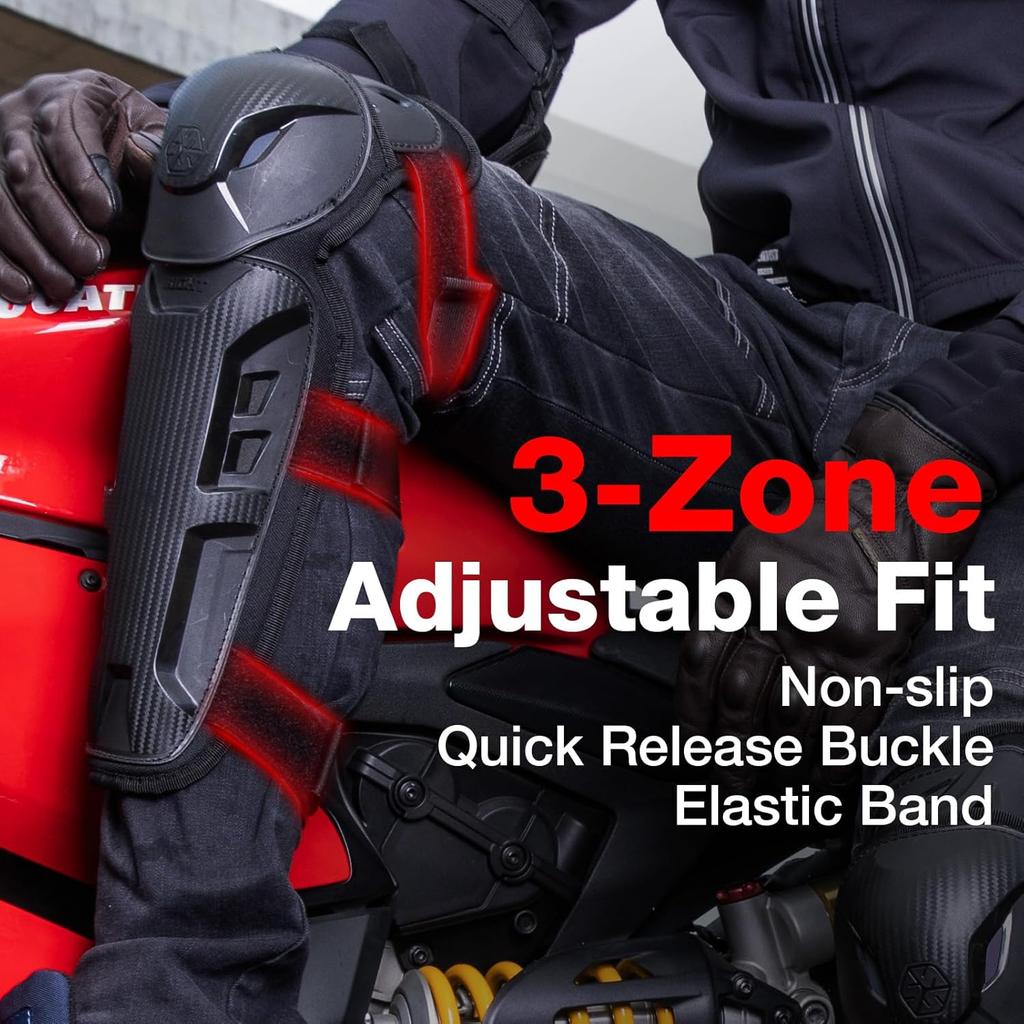 Scoyco 4Pcs Motorcycle Knee Shin Guards Black Adjustable Anti-Slip Knee Cap Pads Protector Armor For Motocross