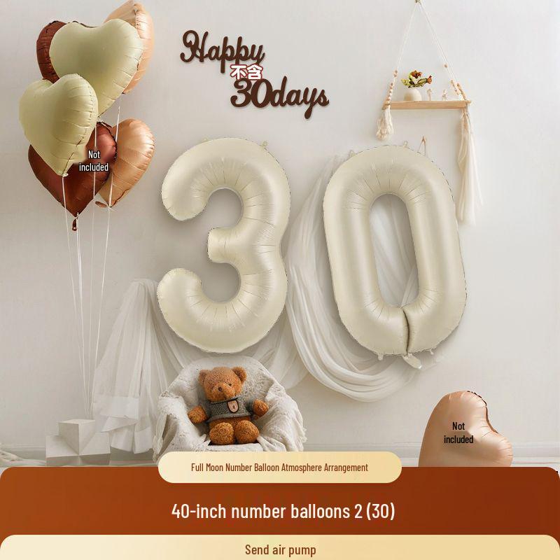 Baby Girl 100 Days Celebration Decoration Props with Number 30 Balloon