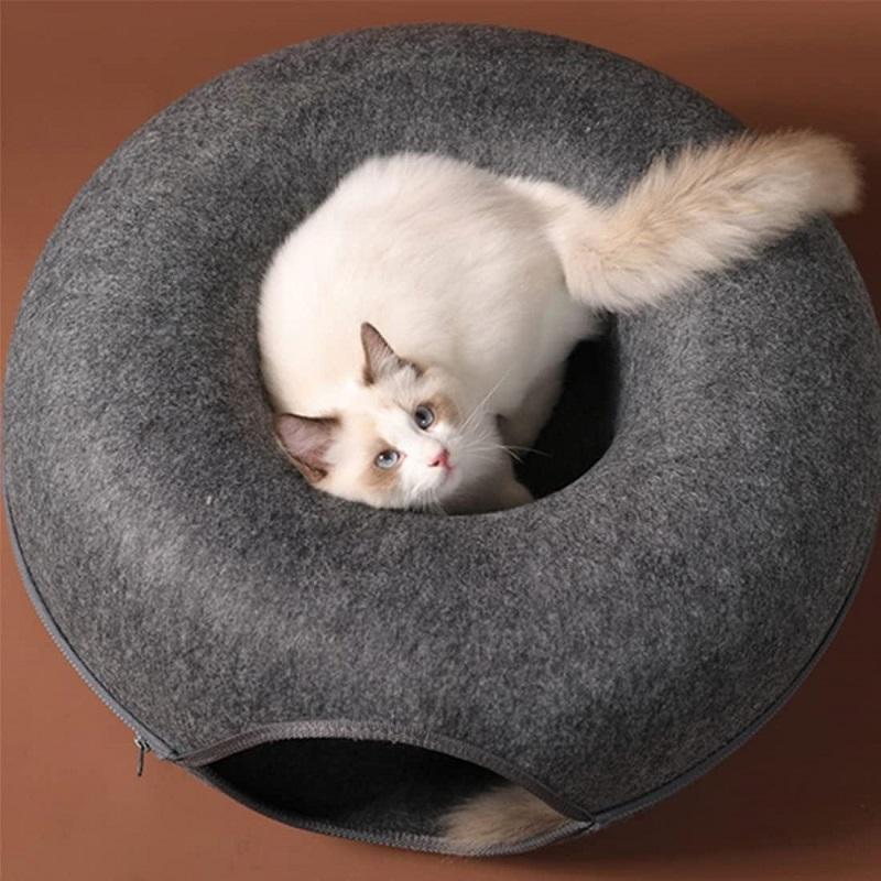 Cat Bed Donut Pet Cat Tunnel Interactive Game Toy Cat Bed Tunnels Indoor Toys Cats House Kitten Training Toy Sports Equipment