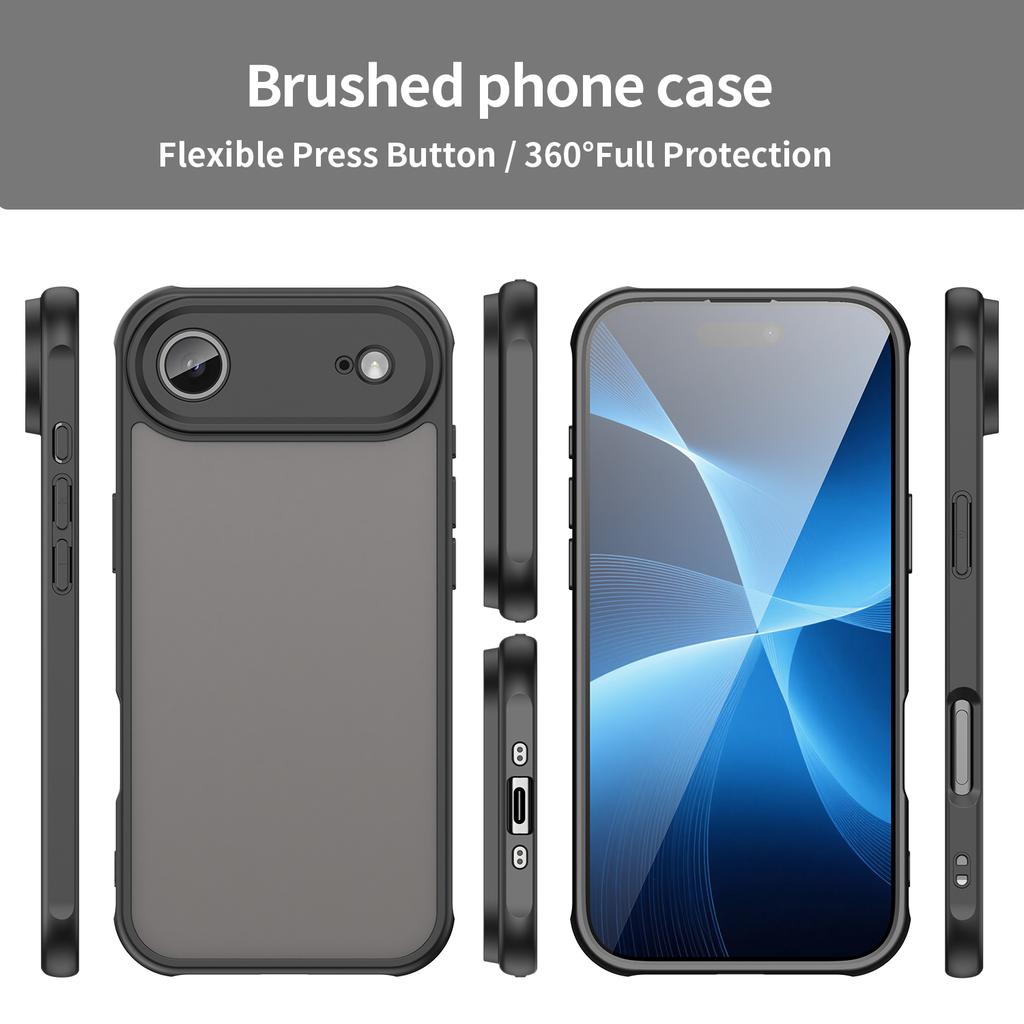 For iPhone 17 Air Case Drop Proof Airbags Frosted Translucent PC+TPU Phone Back Cover