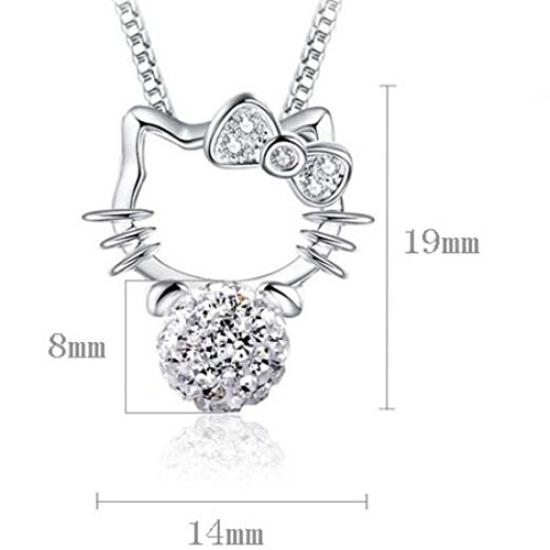 Cercei cu pandantiv Hello Kitty cu zirconiu cubic de calitate AAAAA, diamant CZ, set colier, accesoriu pentru ceremonie de nuntă Hello Kitty, leagăn, argint, toate articolele
