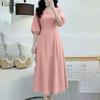 ZANZEA Women Casual Square Collar Summer 3/4 Sleeve Dress