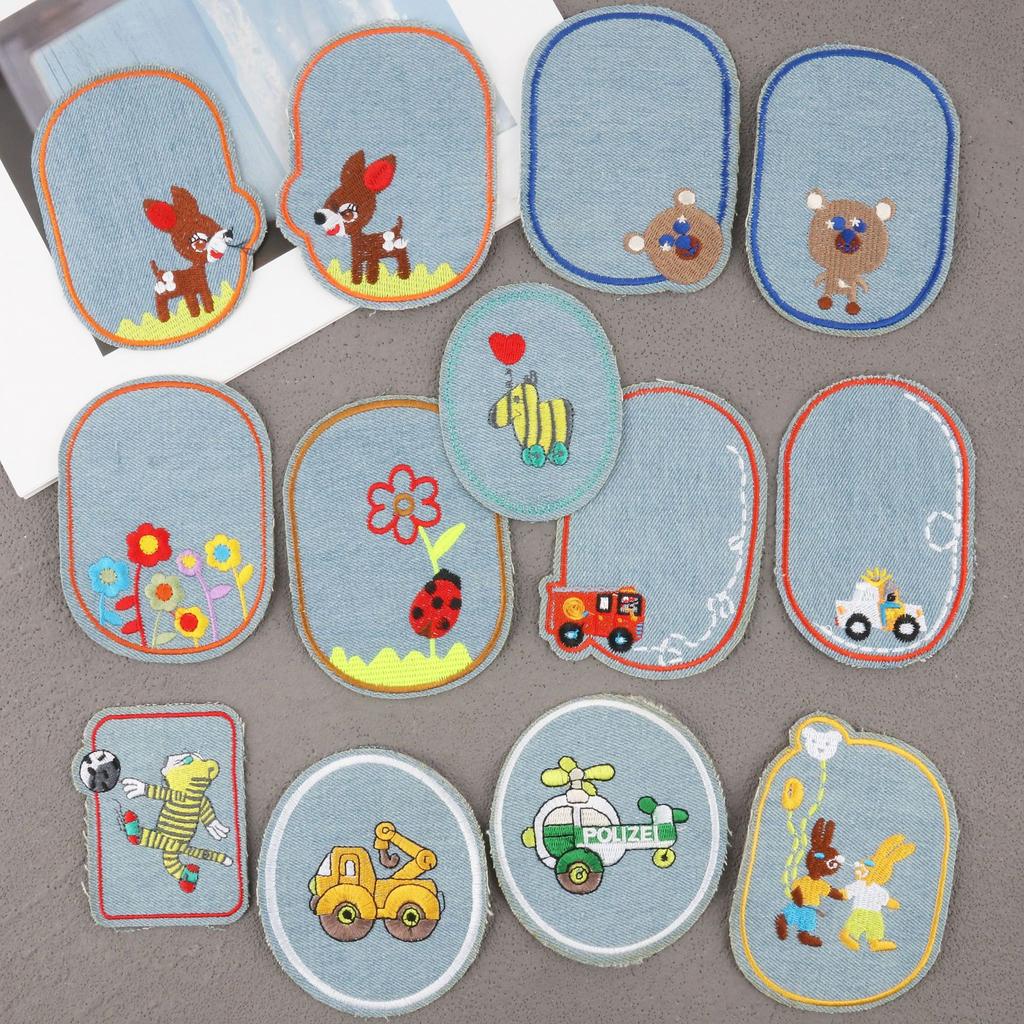 Hot-Selling Cloth Stickers Cartoon Embroidery Stickers Jeans Knee Stickers Ripped Holes Repair Embroidery Label Adhesive Patch Stickers