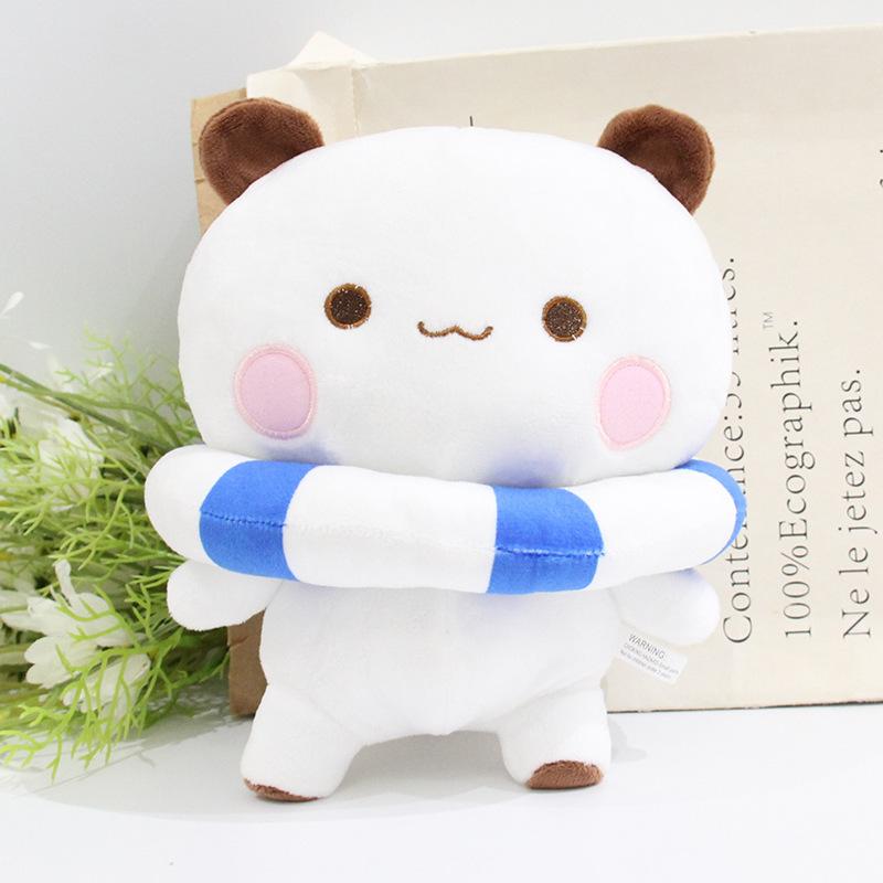 Cute Bubu and Dudu Plushies Swimming Rings Panda Plush Doll Soft Kawaii Cartoon Fluffy Bear Toy Car Sofa Decor Birthday Gift