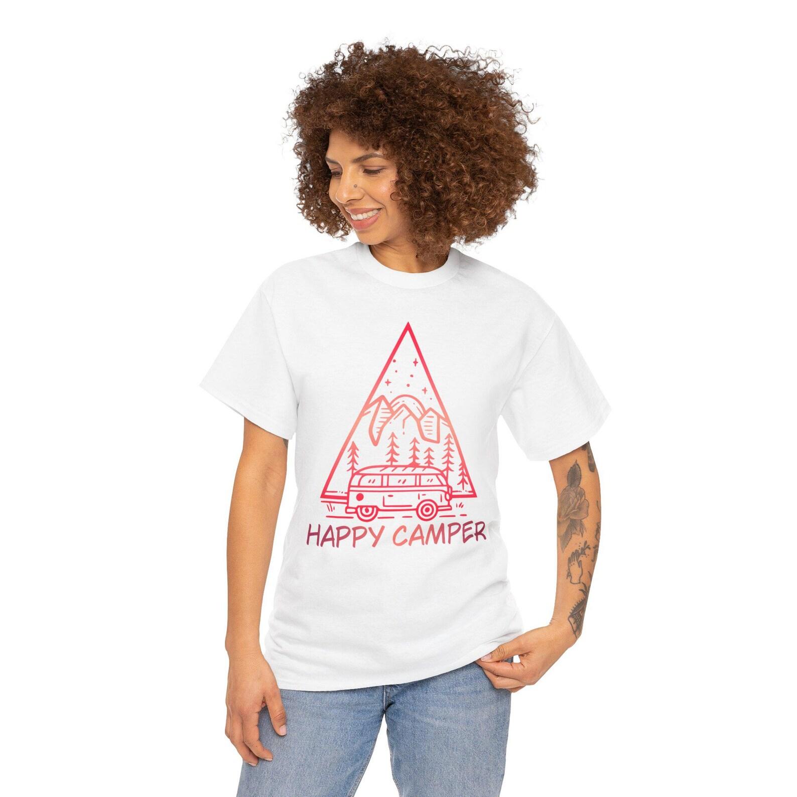Happy Camper T-Shirt: Outdoor Adventure Tee, Nature Lover Gift S