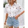 European and American Fashion Women's Lace All-Matching Elegant Temperament Shirt Tops Casual Holiday Party Cut Out Shirt
