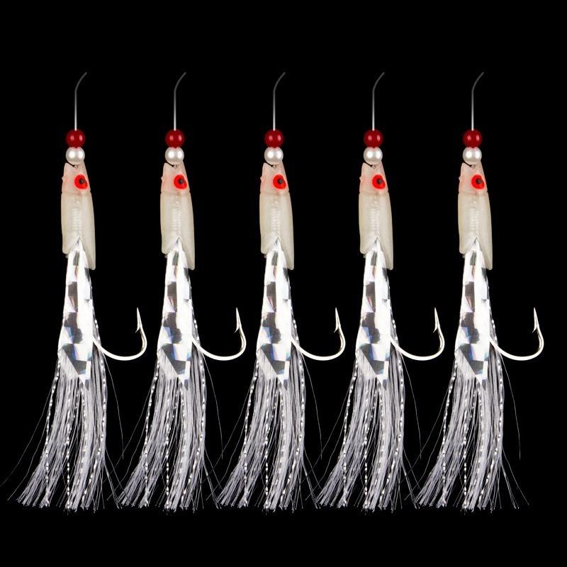 5Pc/Set Multi-Color Soft Silverskin Fishing Lure Set Imitation Shrimp Bait With Crystal Barbed Hook Variety Fishing Lures Tackle