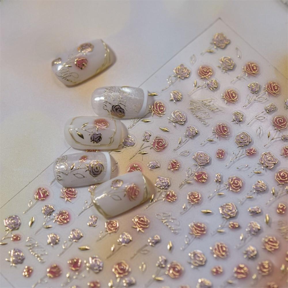 Rose Flower Nail Art Stickers Lace Nail Decals Cute Manicure Decal  DIY Nails