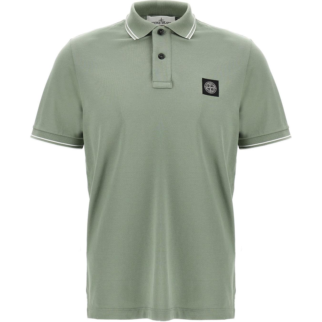 Stone Island Logo Patch Slim Fit Polo Shirt Men tops Green K1S1522002SCS0018-V0055 S
