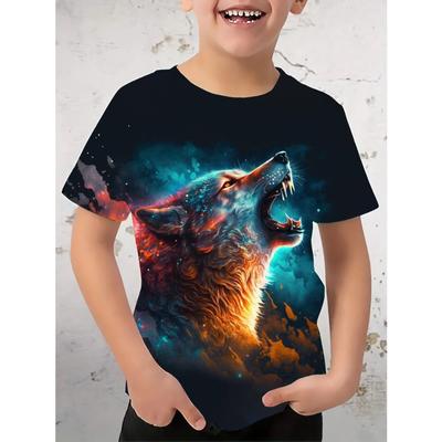 Jungen T-Shirt Tyrannosaurus Rex Modetrend 3D-Druck T-Shirts Kinder Kurzarm Rundhals Oberteil Jungen Sommer Schnelltrocknende Kleidung