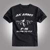 Militär Retro F16 Jaktplan Tryckt Kortärmad Bomulls T-shirt Herr och Dam Rund Hals Avslappnad Mångsidig Avslappnad T-shirt
