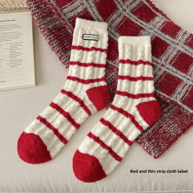 Autumn and Winter Socks Thickened Thermal Socks Christmas Plush Home Sleeping Socks