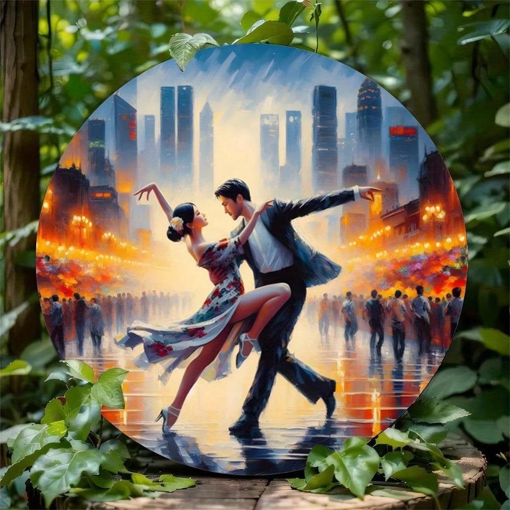 Tango Metal Art Sign Vintage Wall Decor 7.8 Inch Circular 2D High Resolution Painting for Home Bar Cafe Shop Dorm