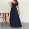 Women's Summer Casual Fashion Solid Color Dresses V-Neck Sleeveless Dresses
