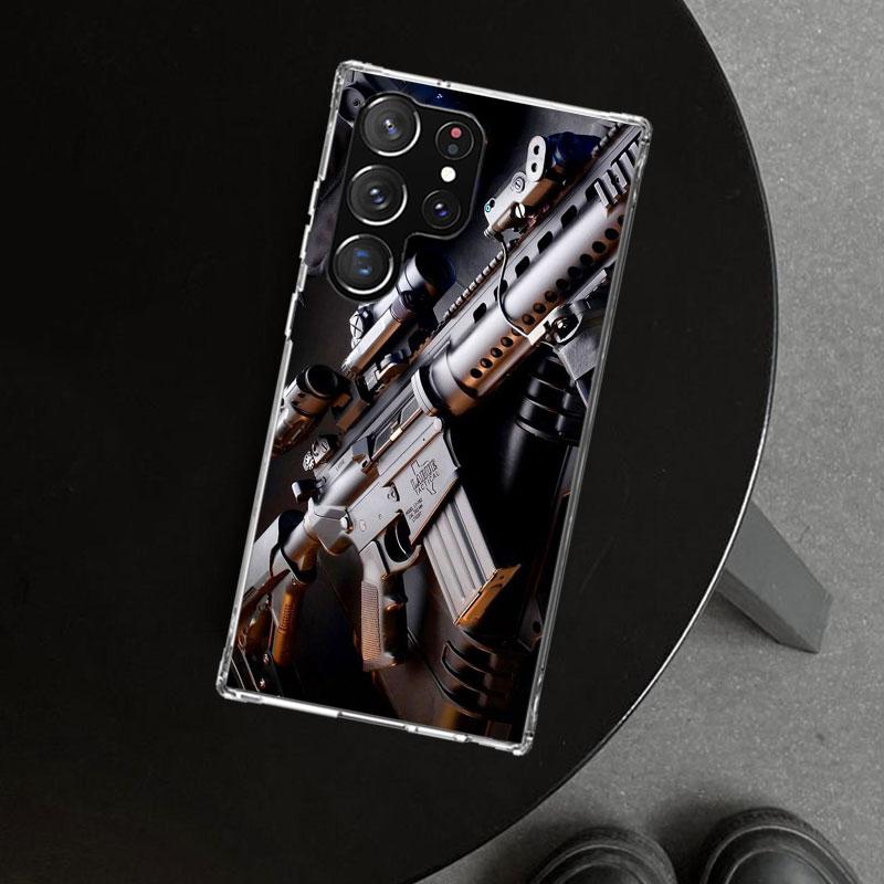 Gun Bullets AK47 Handgun Phone Case Cover for Samsung Galaxy S26 S25 Edge S24 S23 Ultra S22 Plus S21 FE S20 + Art Customized Fun