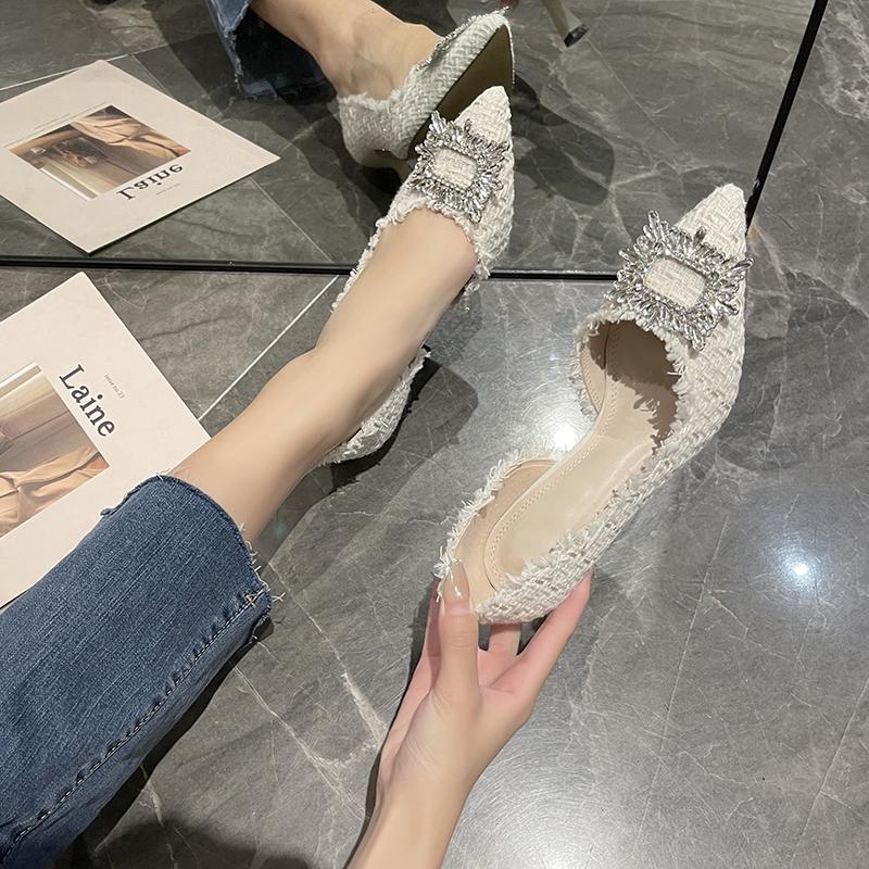 

Fashion New Women s Fashion Rhinestone Square Buckle Bridesmaid Spike High Heels Shoes Pointed Toe Pumps High Heels Dress Shoes 34