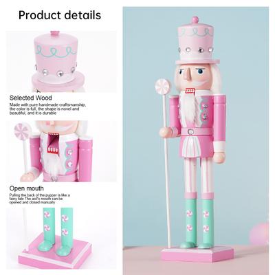 38CM Nutcracker Soldier Puppet Candy Series Combination Wooden Craft Christmas Tree Pendant Family Festival Decoration Gift