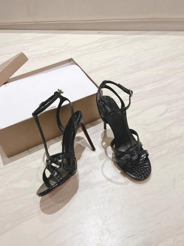 Fashion New slim heel gold French stripe sandals with crossed T-shaped high heels, sexy and elegant socialite women's shoes