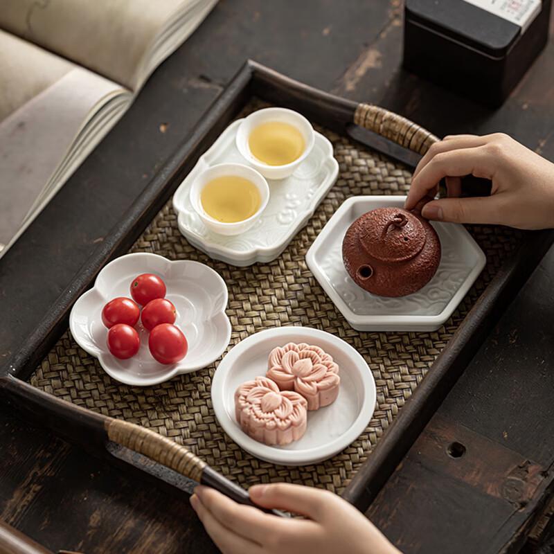 VAKADA Chinese Ceramic Irregular Fruit & Snack Plates - 4-Piece Set