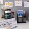 Office Metal Storage Grid Pen Holder: Multifunctional Student Desk Organizer, Wrought Iron Two-Compartment Design