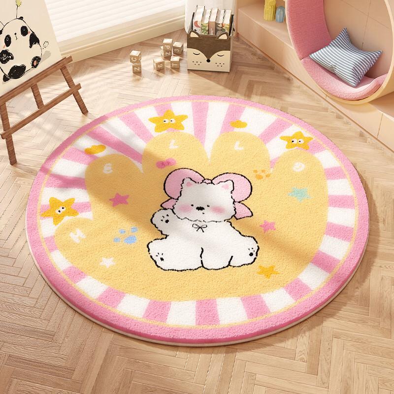 OEING Cute Round Eco-Friendly Dog Pattern Rug 60*60cm