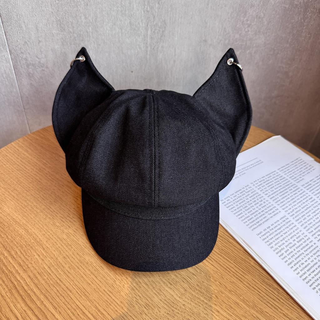 Solid Color Retro Style Fox Ear Beret Features Autumn Season Fashion Hat Travel