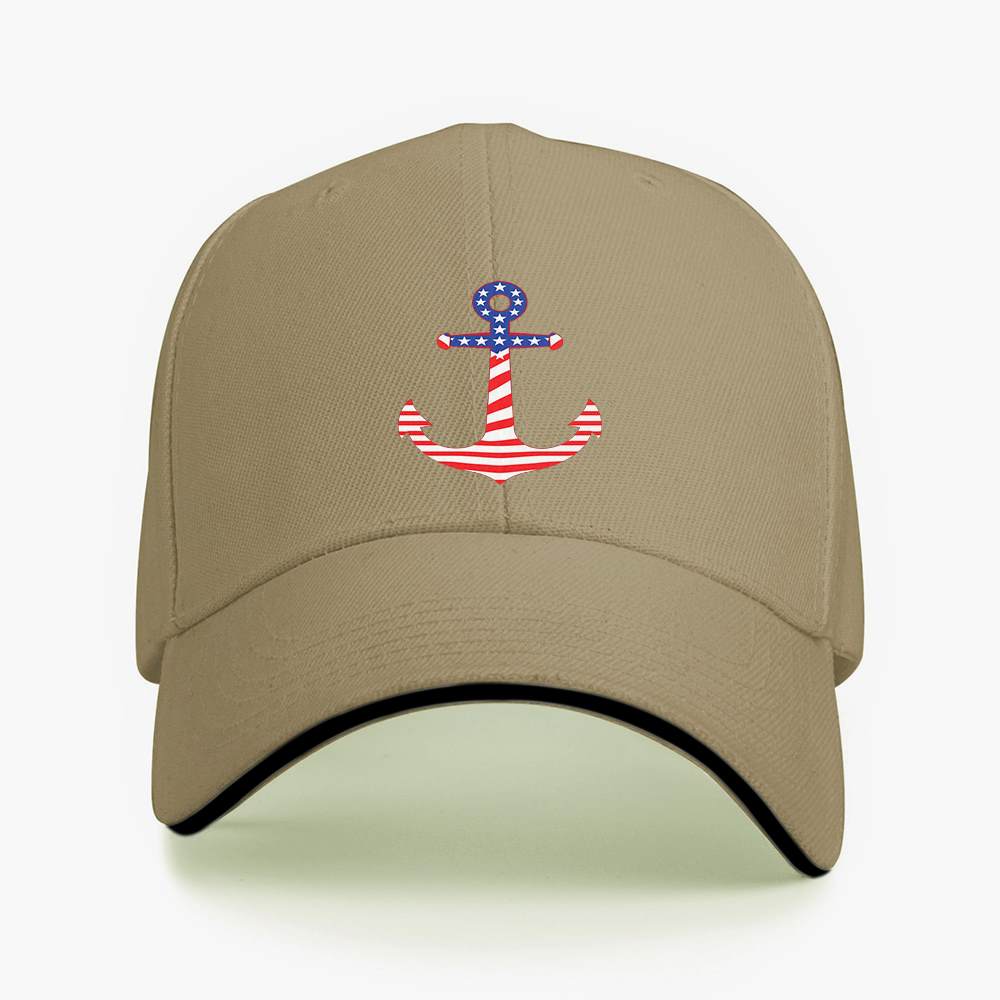 American Flag Anchor Baseball Cap Polyester Adjustable Unisex Casual Sporty Cap